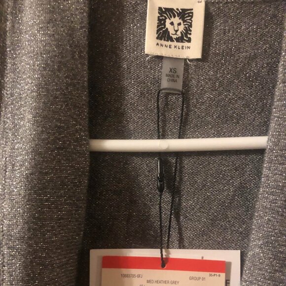 NWT ANNE KLEIN Sparkling  Heather Grey Open Jacket-XS - Picture 4 of 11
